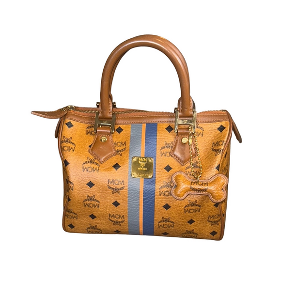 MCM Handbags - MCM Cognac Boston Bag with Dog Bone Charms